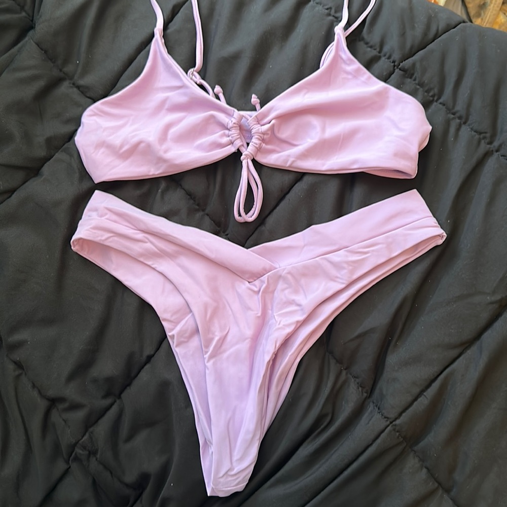 Purple thong bikini